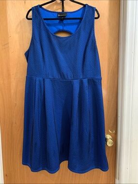 Lane Bryant Royal Blue Textured Sleeveless Midi Dress